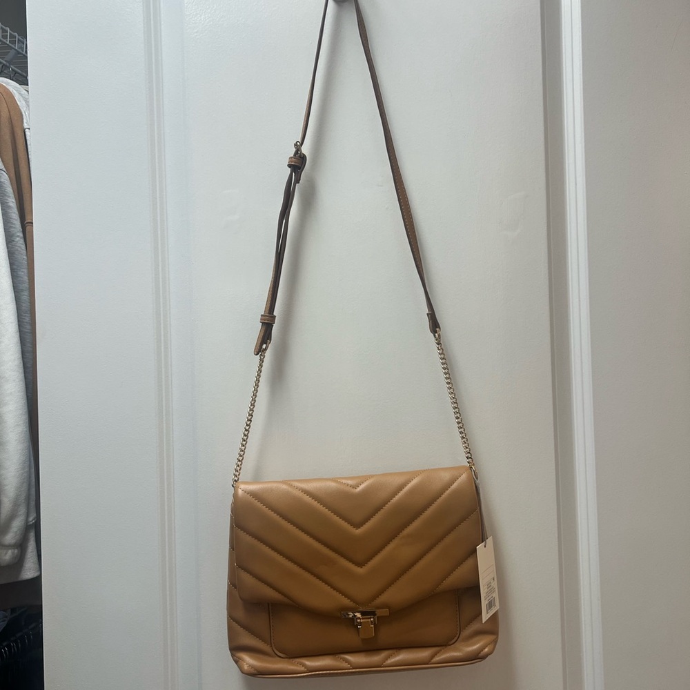 a new day Tan Chevron Crossbody Bag